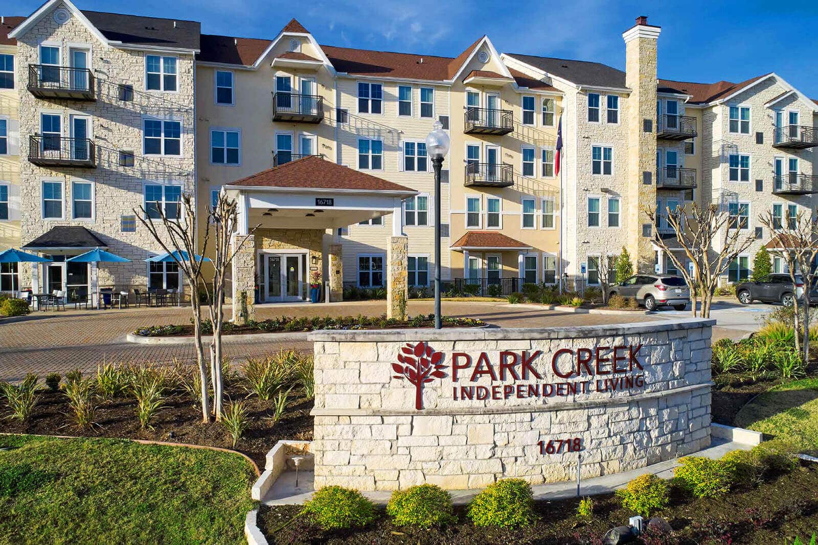 park creek entrance and sign