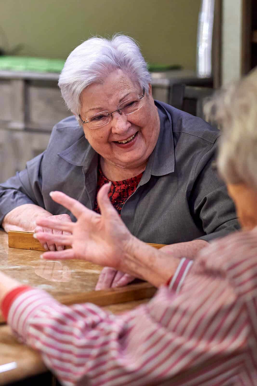 residents playing games and talking